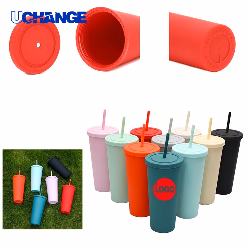 Reusable Straw Cup Container with Customizable Logo