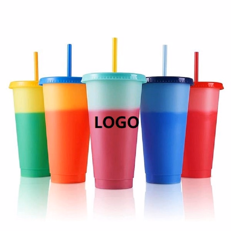 24oz Color Changing Stadium Tumbler & Cup with Lids and Straws