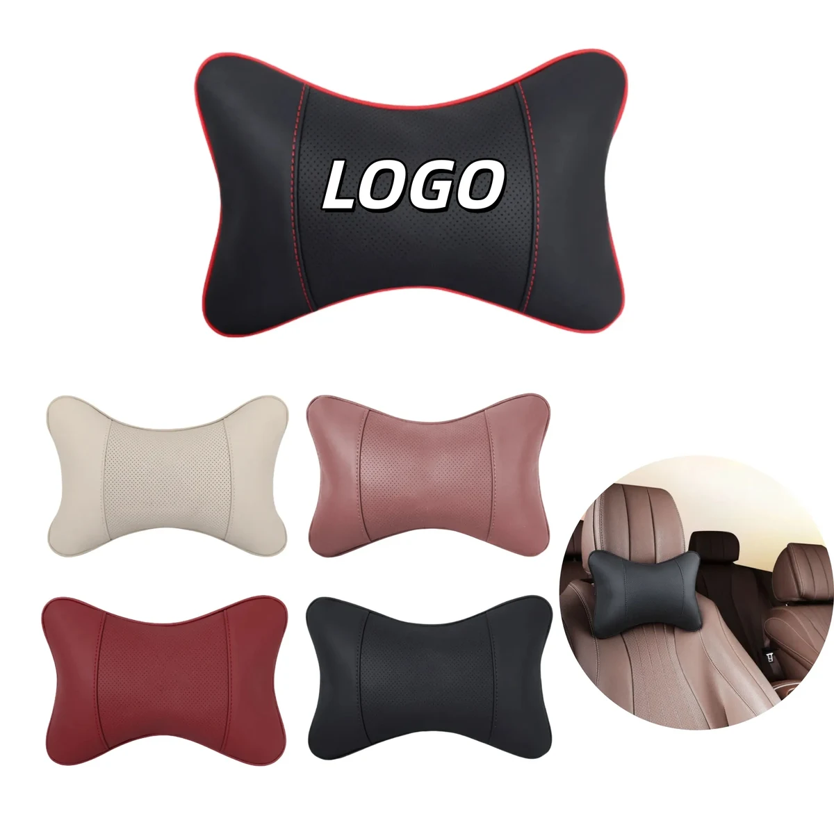 Ergonomic car neck support genuine leather pillow 1