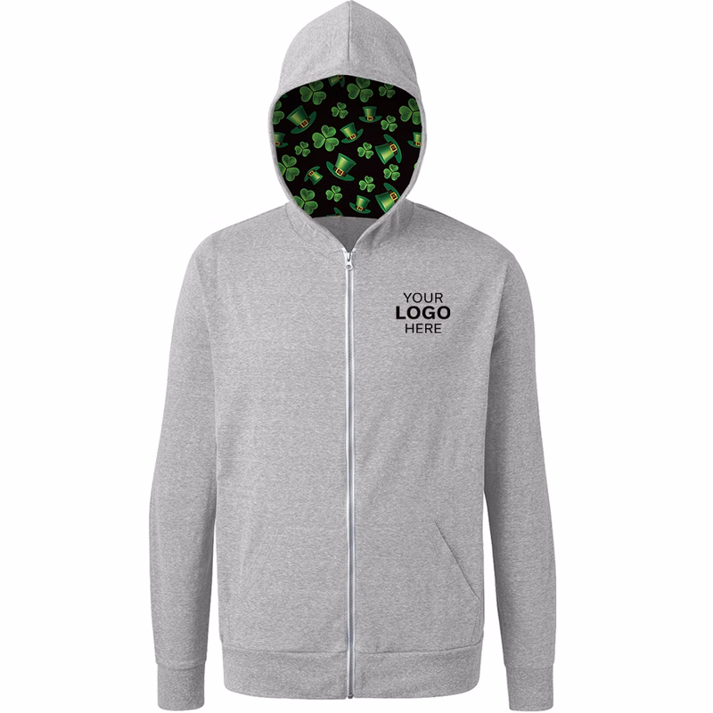 St. Patrick's themed Triblend Contrast Zip Front Hoodie
