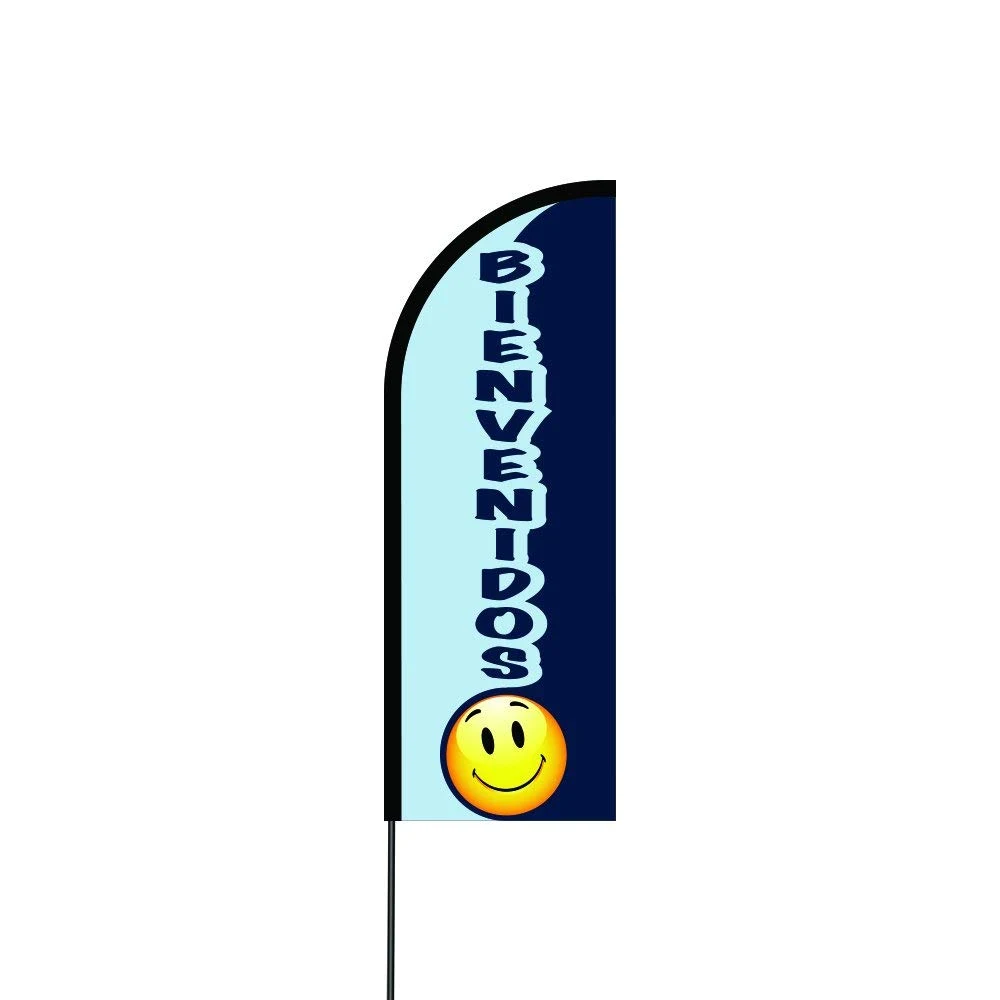 Bienvenidos (Blue) Flag Kit 11' Feet Feather Flag Sign Outdoor Banner 1