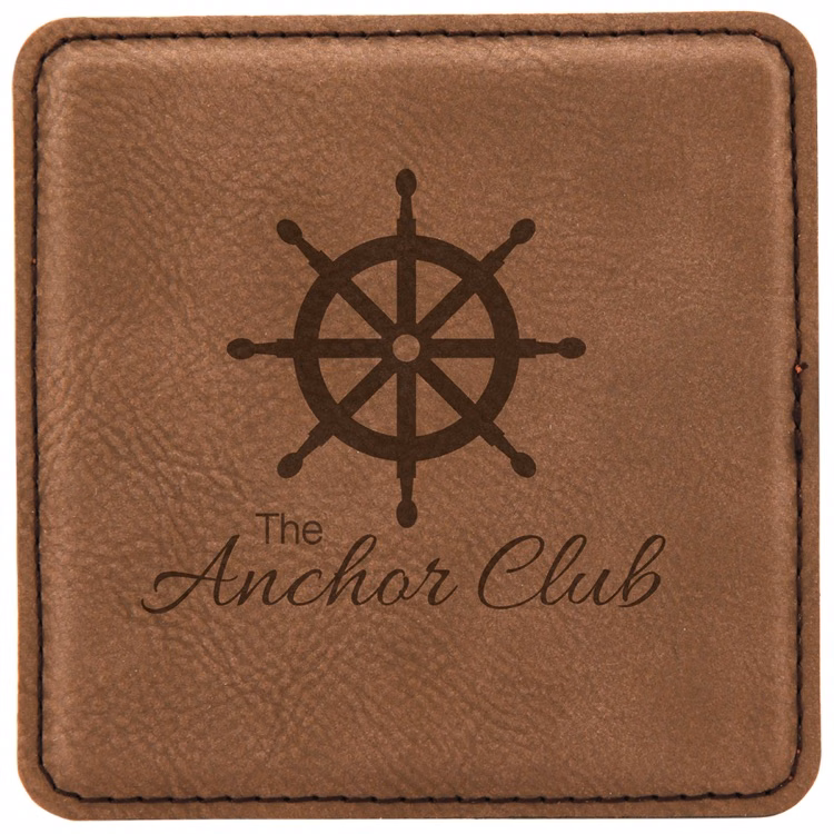 4" x 4" Square Dark Brown Leatherette Coaster
