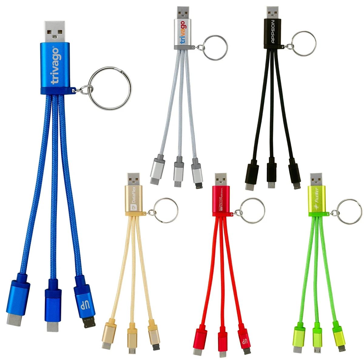 Metallic 3-in 1 Keychain Cable with Type C USB 1