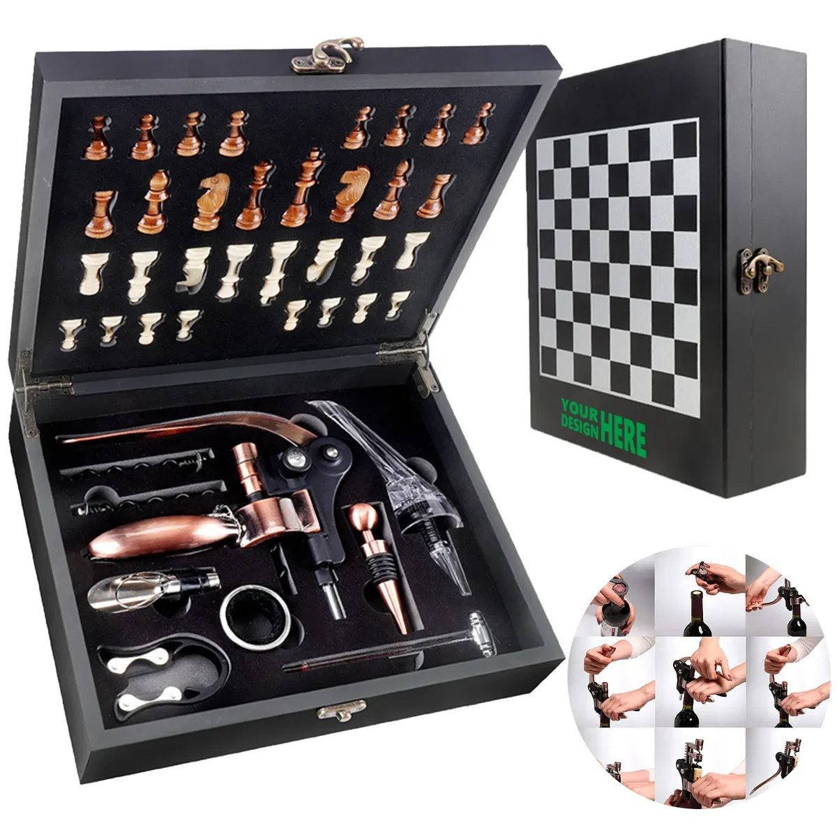 Deluxe Wine Accessories And Chess Gift Set 1