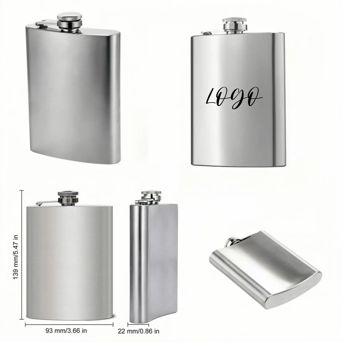 8 Oz Stainless Steel Hip Flask for Liquor, custom water bottle with logo imprint 1