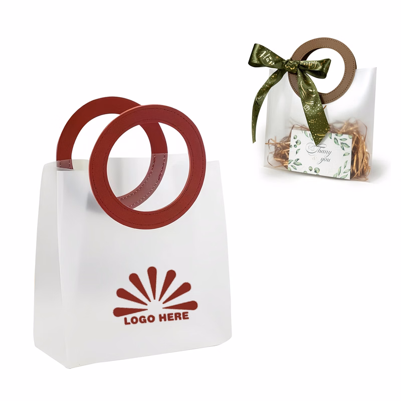 Transparent Frosted Gift Bag with PU Handles