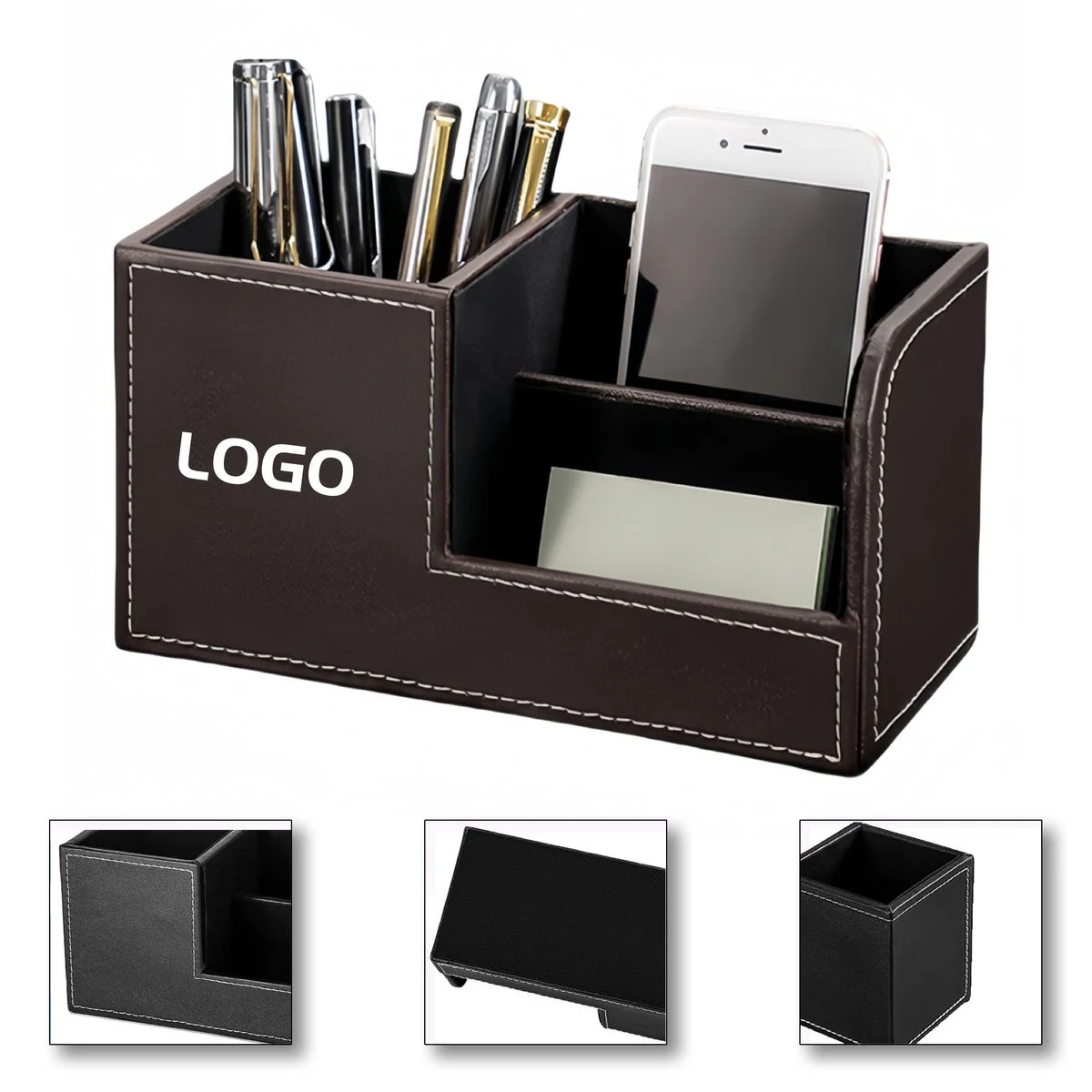 Faux Leather Desktop Organizer with Velvet Lining 1