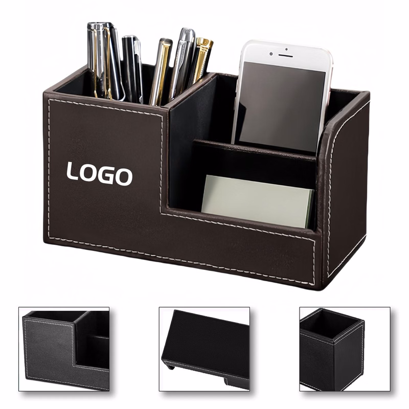 Faux Leather Desktop Organizer with Velvet Lining
