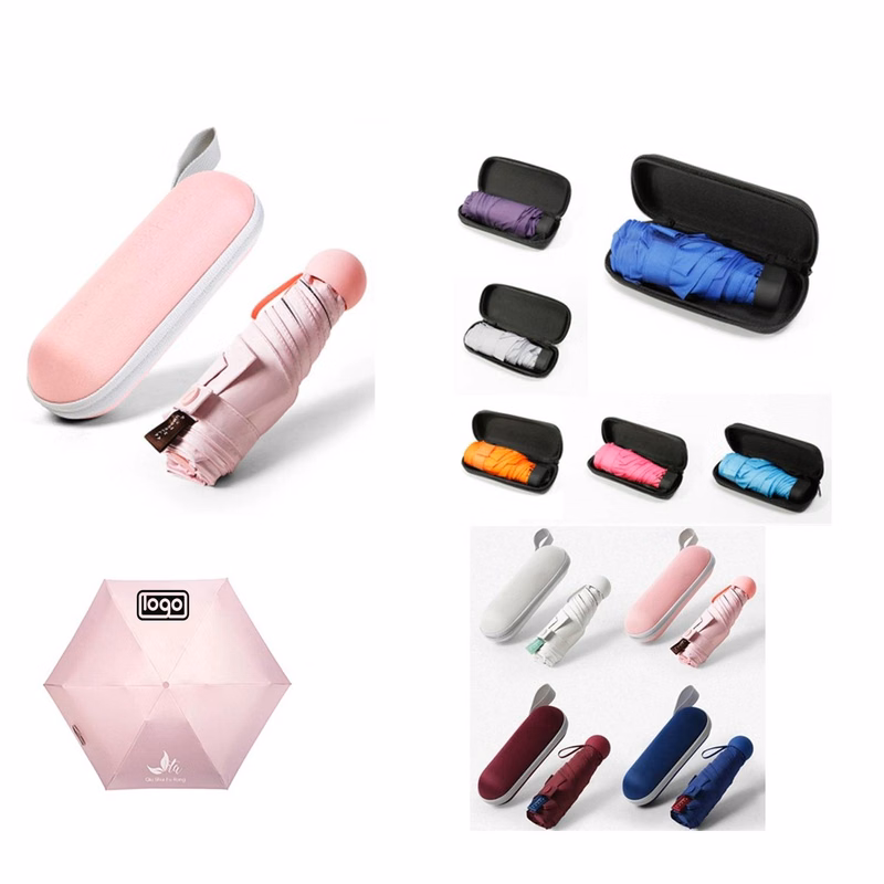 Compact Mini Folding Travel Umbrella with Capsule Case