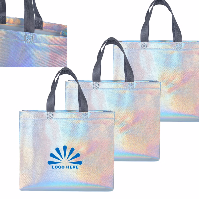 Non-woven Laser Glitter Stylish Present Shopping Bag