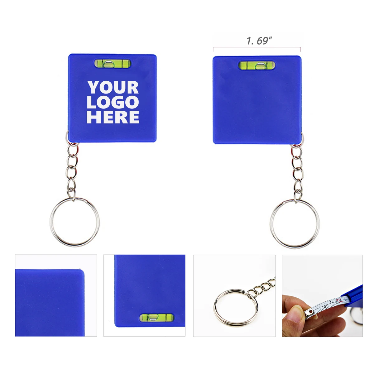 Square Tape Measure Keychain With Level Gauge 1