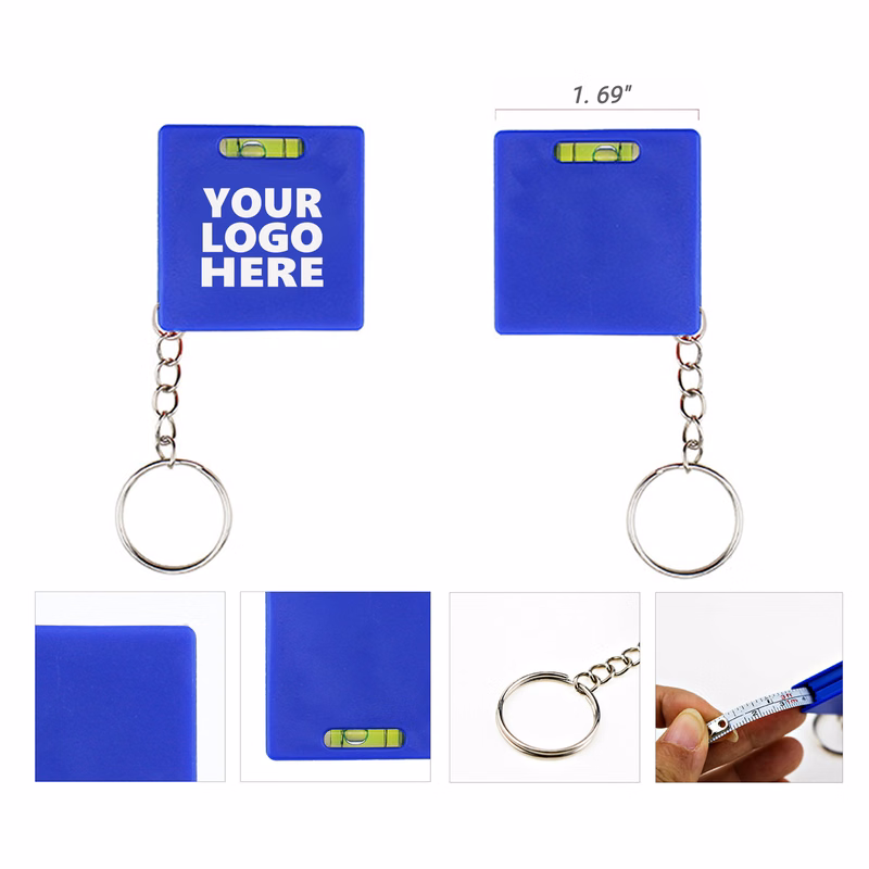 Square Tape Measure Keychain With Level Gauge