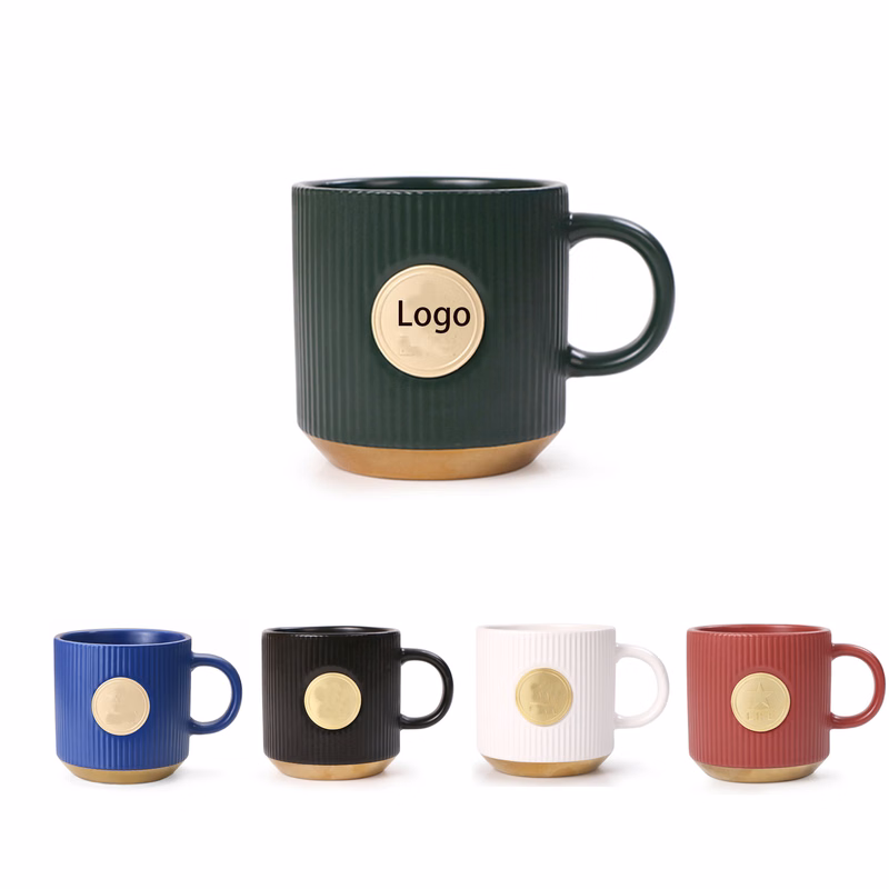 Ceramic Coffee Mug With Metal Label