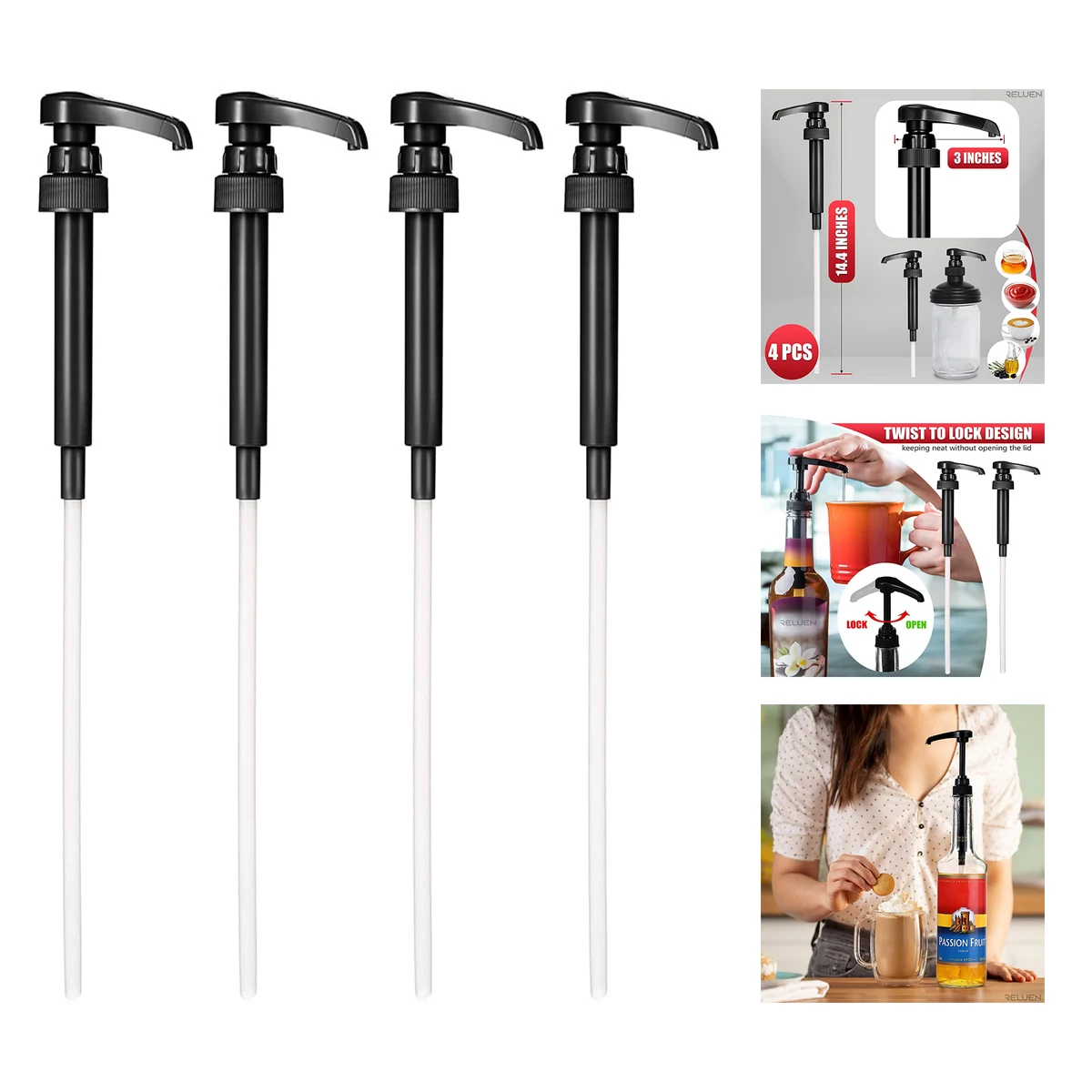Black Coffee Syrup Pump Dispenser 1