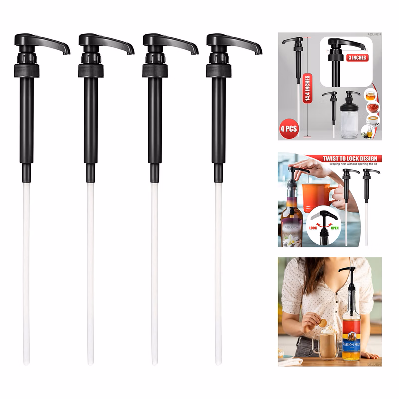 Black Coffee Syrup Pump Dispenser