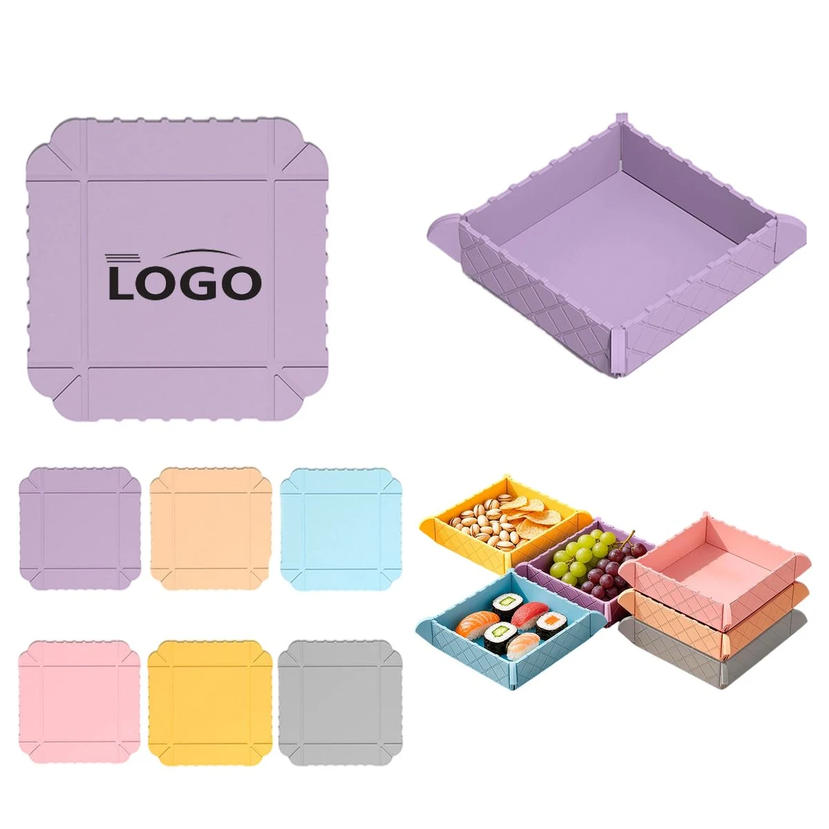 Foldable Storage Box with Magnetic Silicone Mat, promotional household item with logo imprint 1