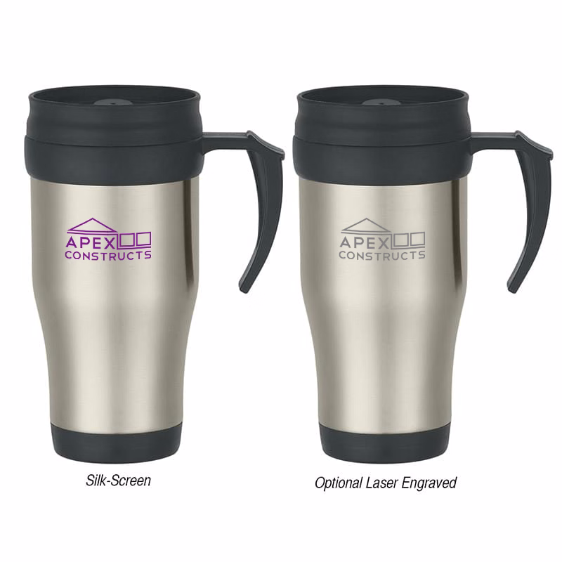 16 Oz. Stainless Steel Slide Action Travel Mug