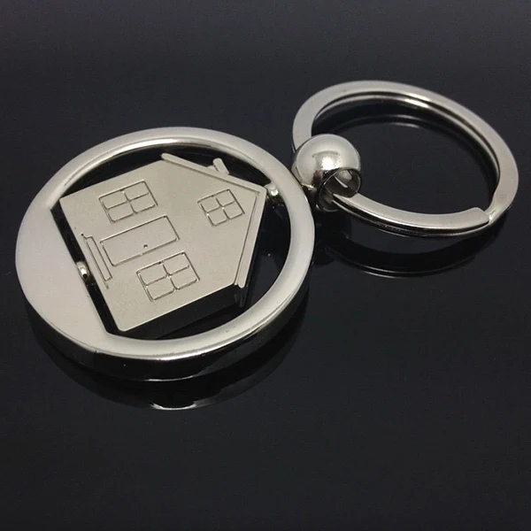 Rotatable House Shaped Metal Keychain 1