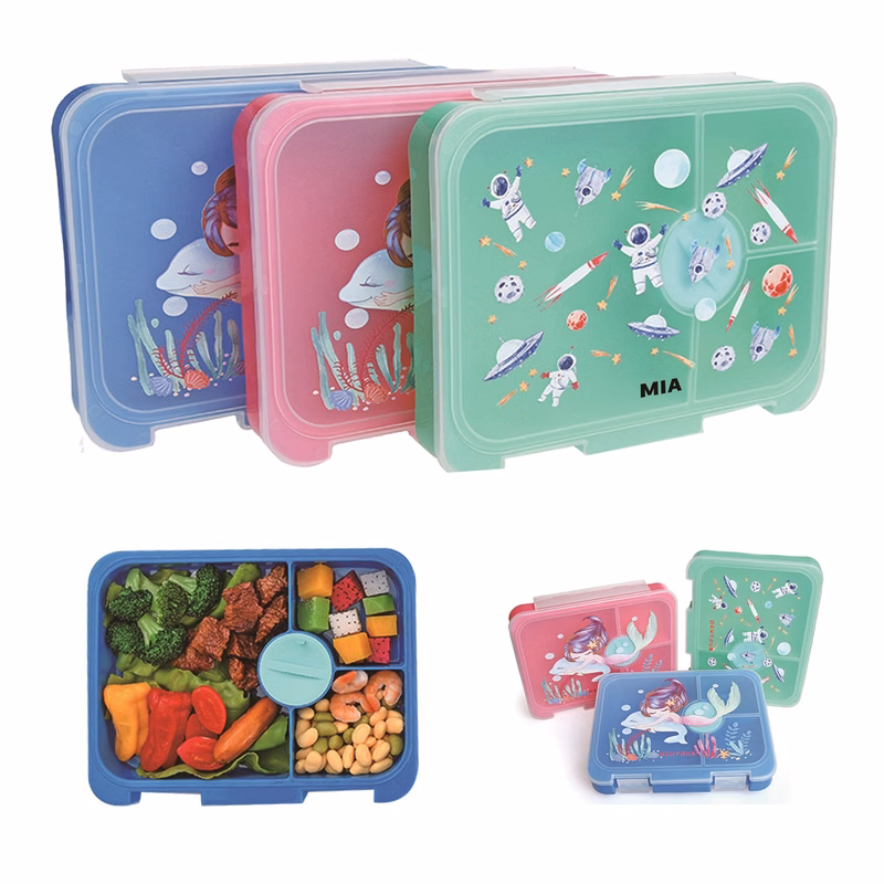Transparent Four-Compartment Lunch Box
