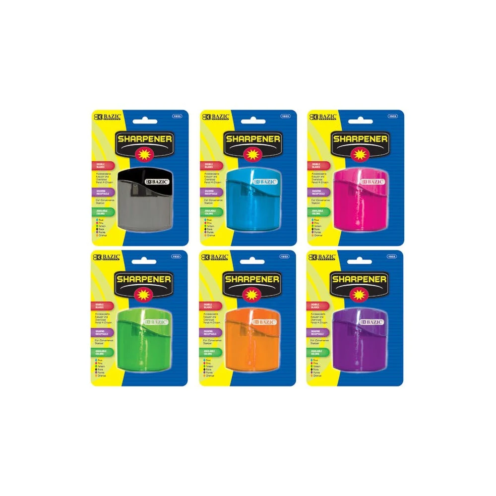 Sharpeners - Dual Blades Shavings Receptacle Assorted Colors 1