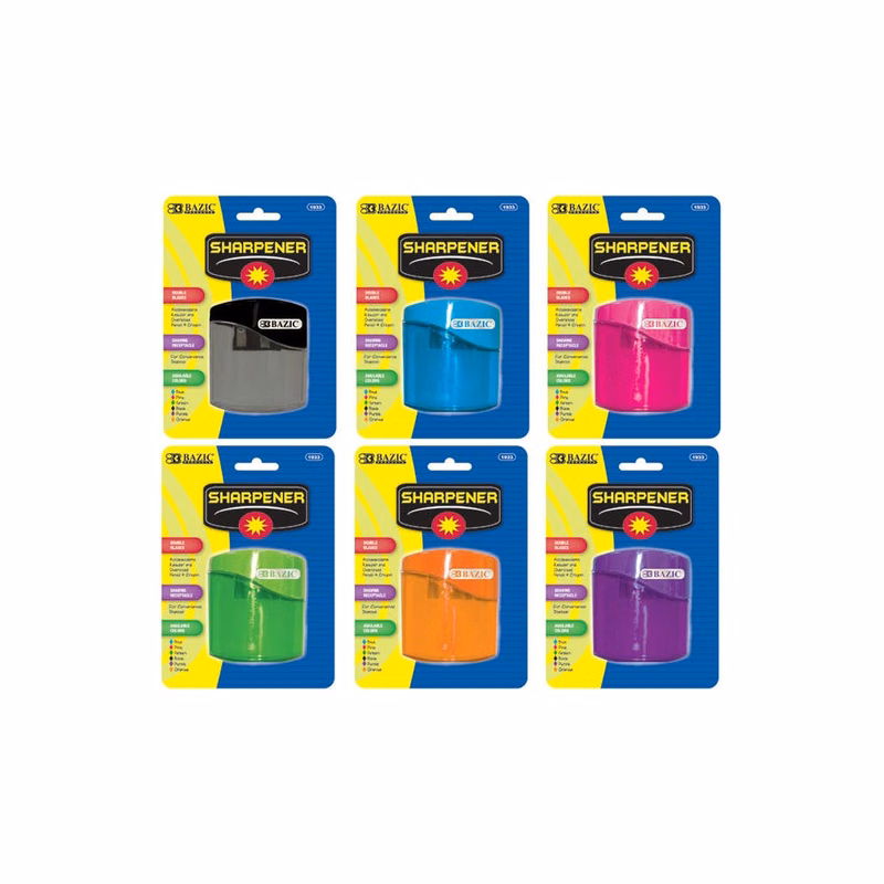 Sharpeners - Dual Blades Shavings Receptacle Assorted Colors