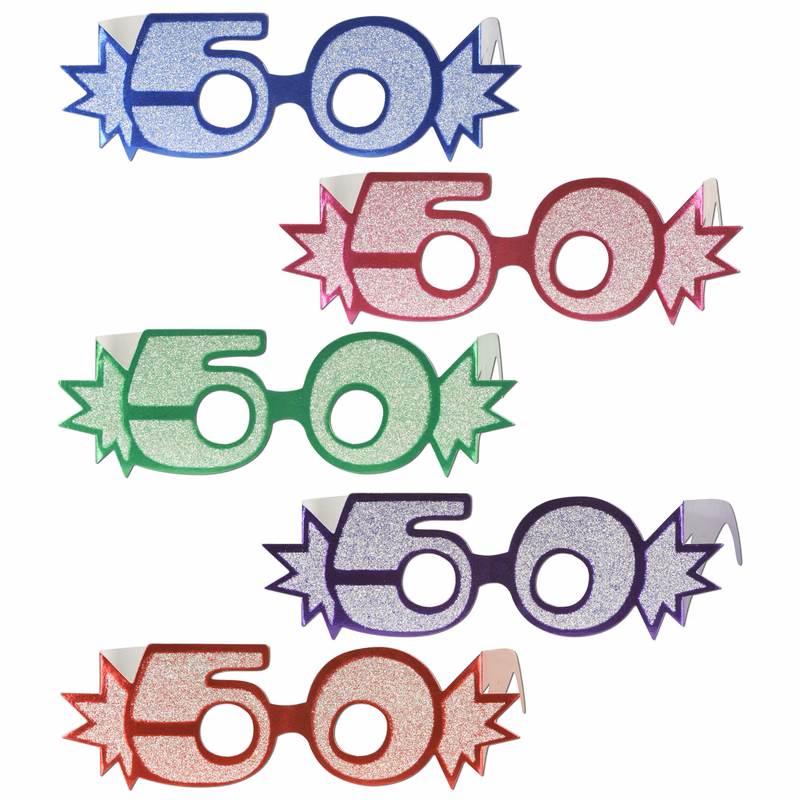 Numbered Glittered Foil Eyeglasses (Full Head Size)