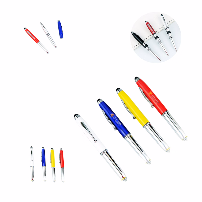 MOQ 50 Multifunctional LED Ballpoint Pen With Stylus Tip