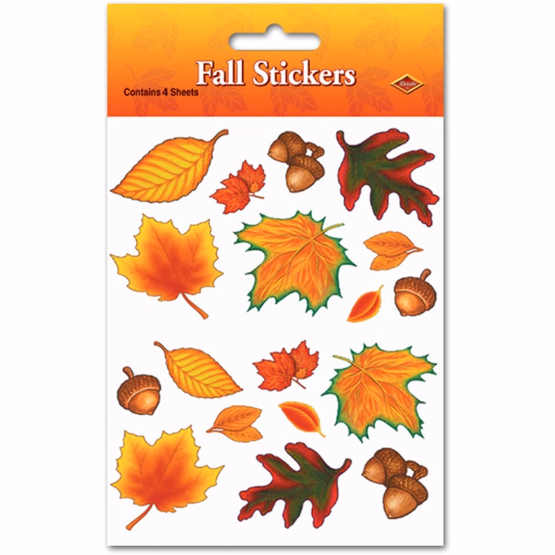 Fall Leaf Stickers - 4.75" x 7.5" 4 Pack