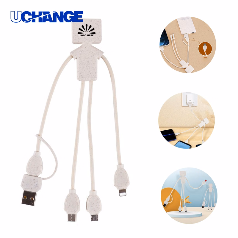 Wheat Straw Charging Cable with Decorative Doll