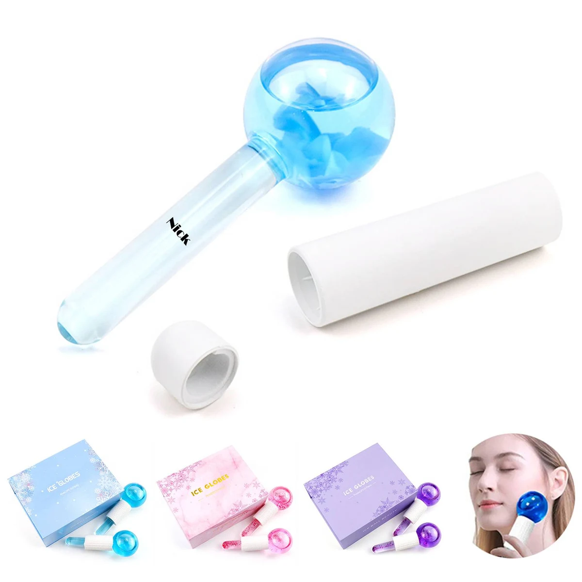 Glass Cosmetic Ball Ice Therapy Facial Massage Stick 1