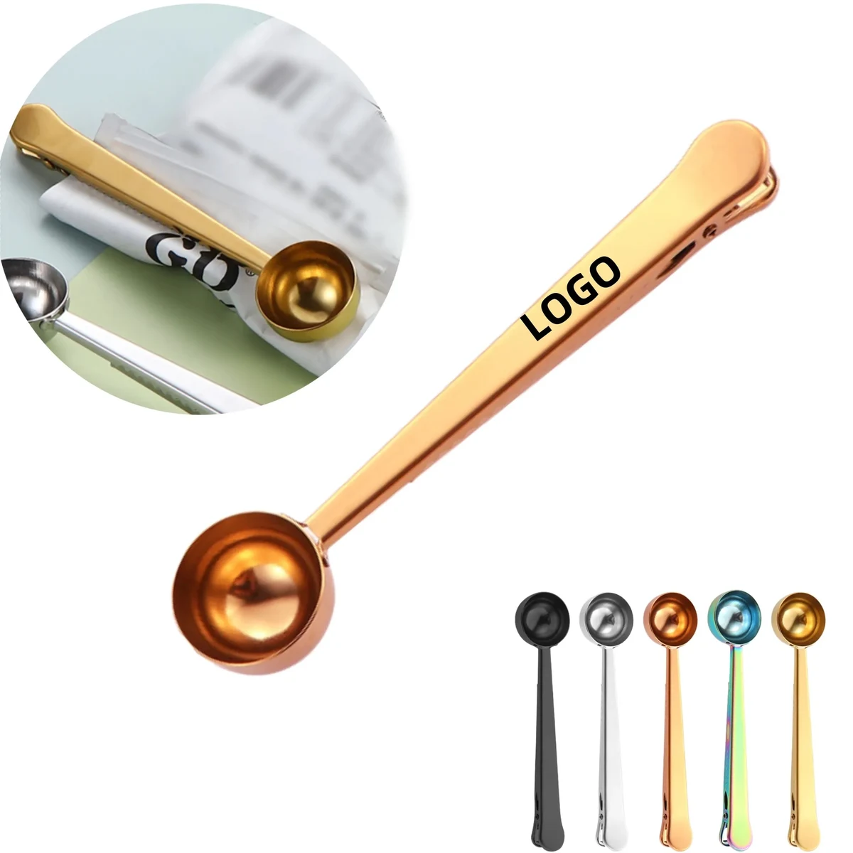 Stainless Steel Sealing Clamp Coffee Spoon With Bag Clip 1