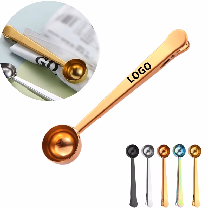 Stainless Steel Sealing Clamp Coffee Spoon With Bag Clip
