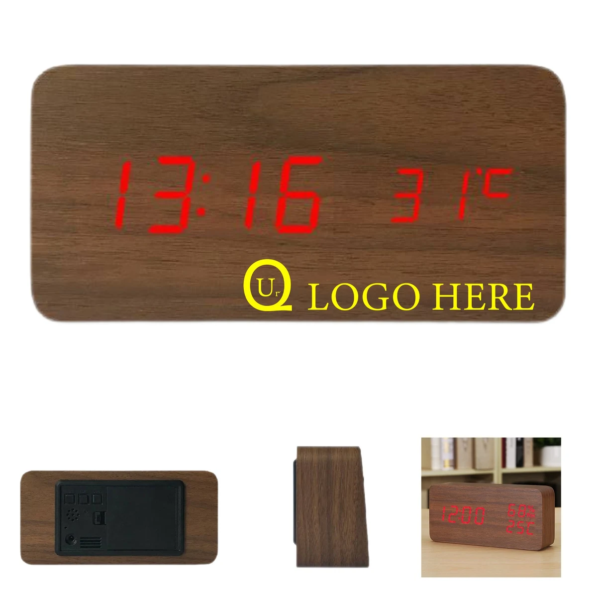 Usb Wooden Led Display Alarm Clock 1