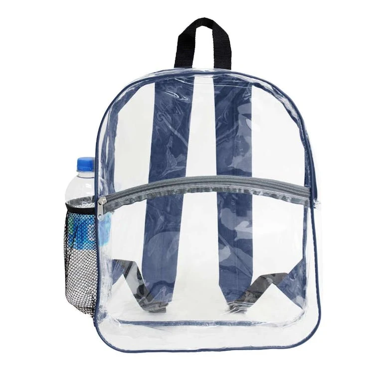 15" Clear Zipper Backpack - Navy 1