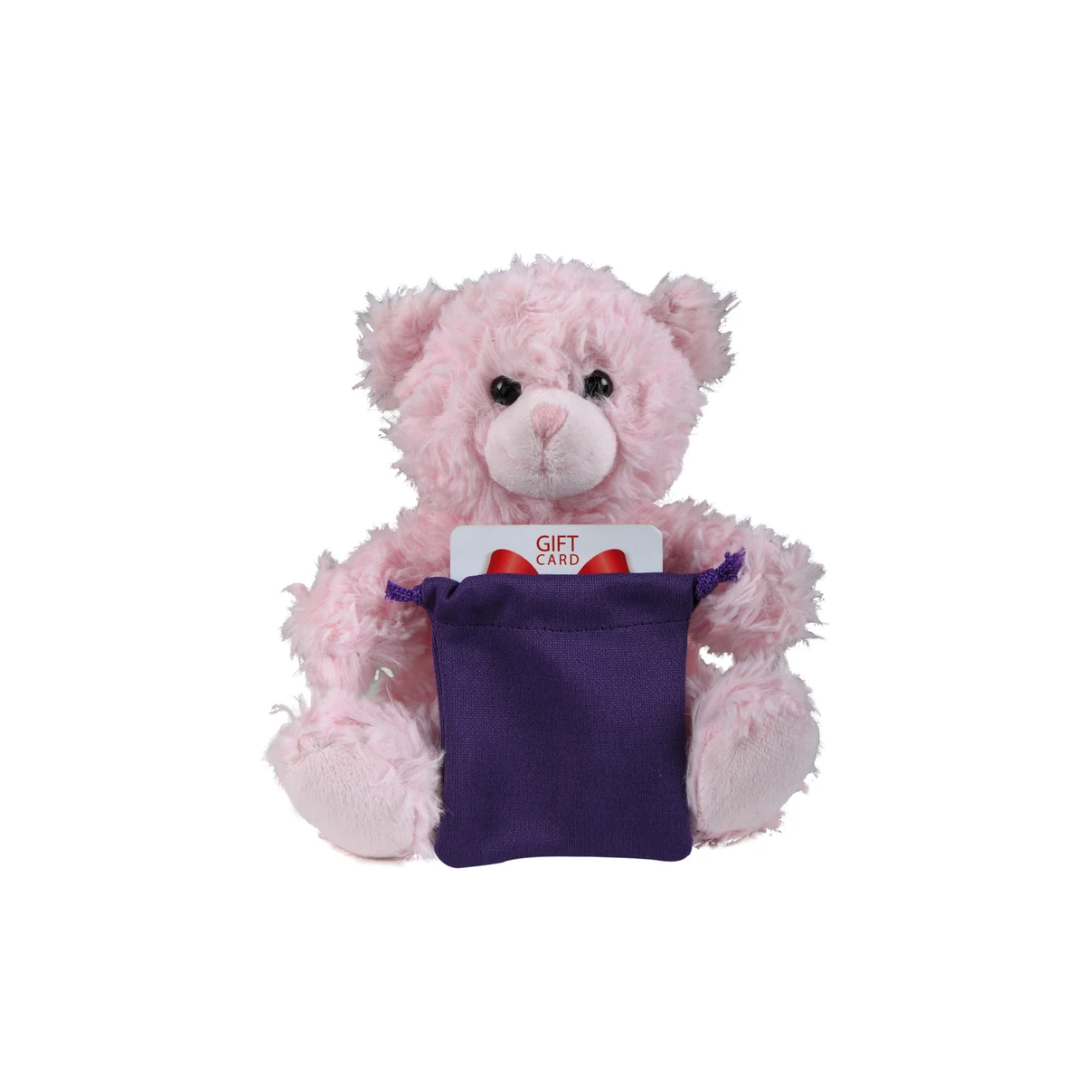 soft plush Pink Curly Sitting Bear with gift card sack 1