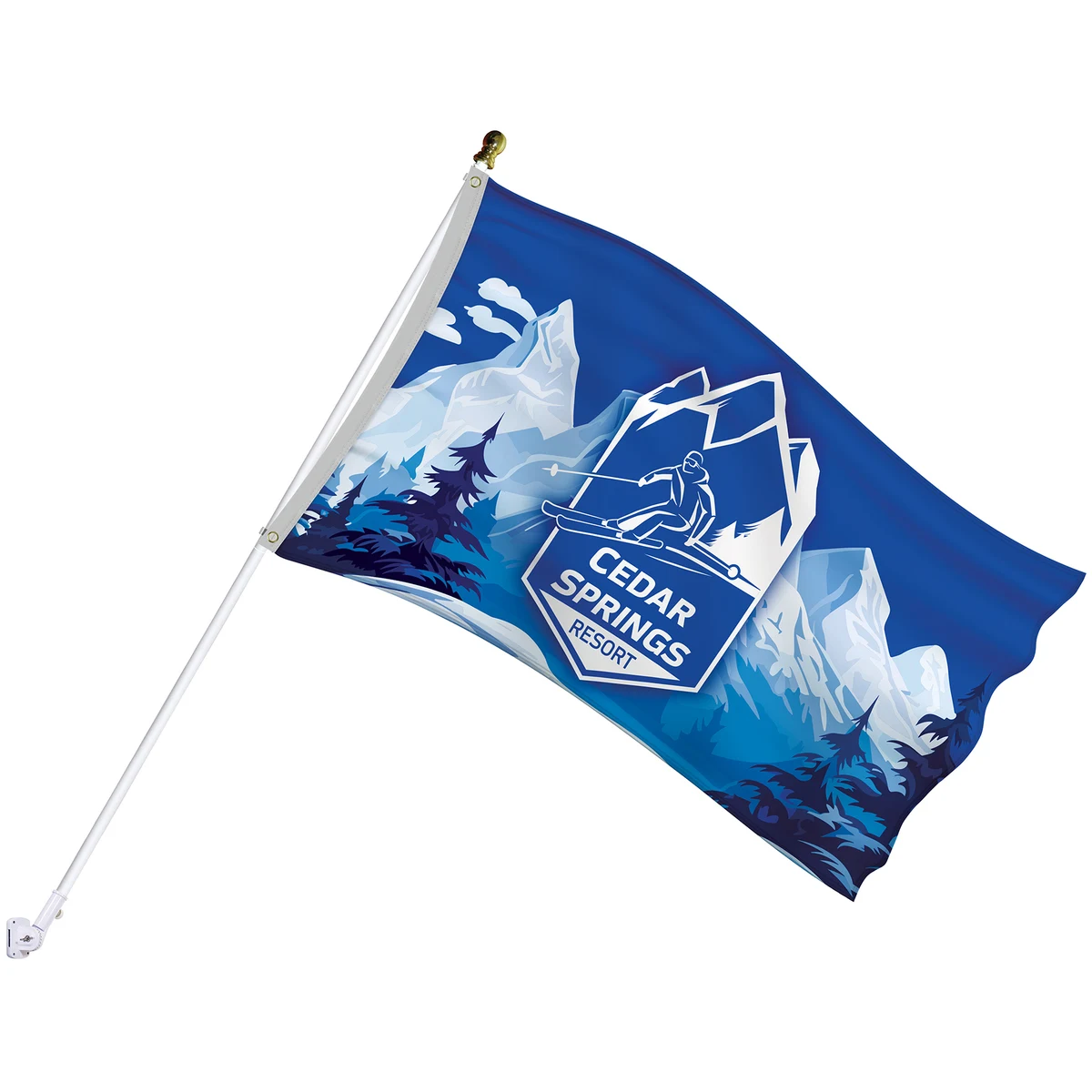 Deluxe Kit with 3' x 5' Flag and White Bracket 1