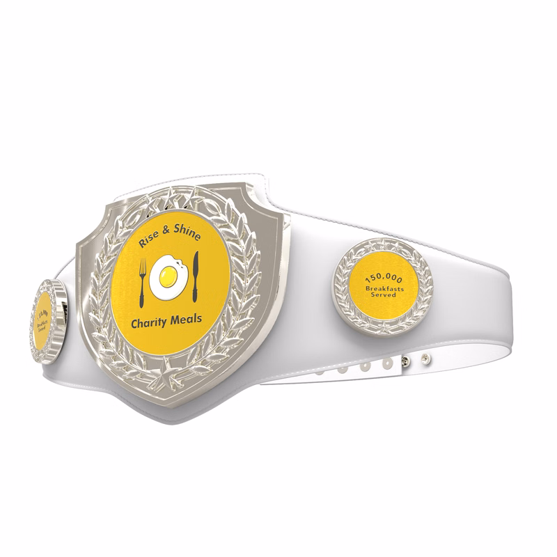 Express Vibraprint® Bright Silver Champion Award Shield Belt
