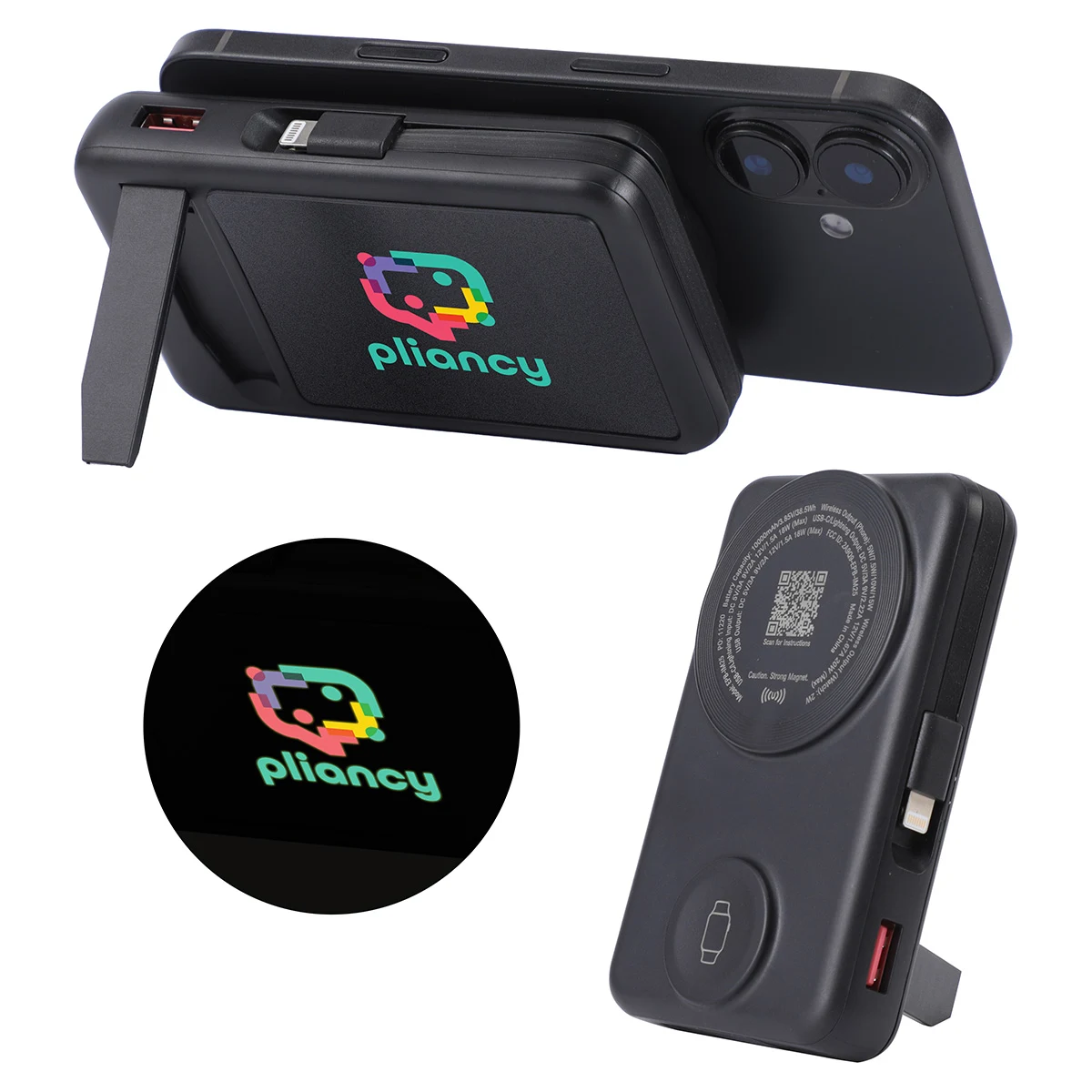 Imperial 10000mAh Light-Up Power Bank with Magnetic Wireless Charger, Watch Charger, Stand & Cable 1