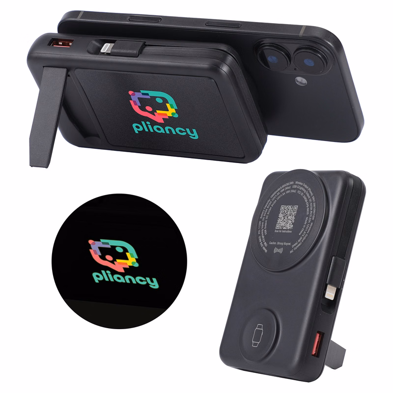 Imperial 10000mAh Light-Up Power Bank with Magnetic Wireless Charger, Watch Charger, Stand & Cable