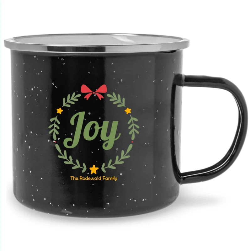 Personalized 16oz Christmas Joy Wreath Campfire Metal Mugs 1
