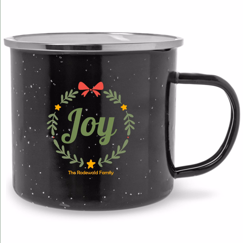 Personalized 16oz Christmas Joy Wreath Campfire Metal Mugs