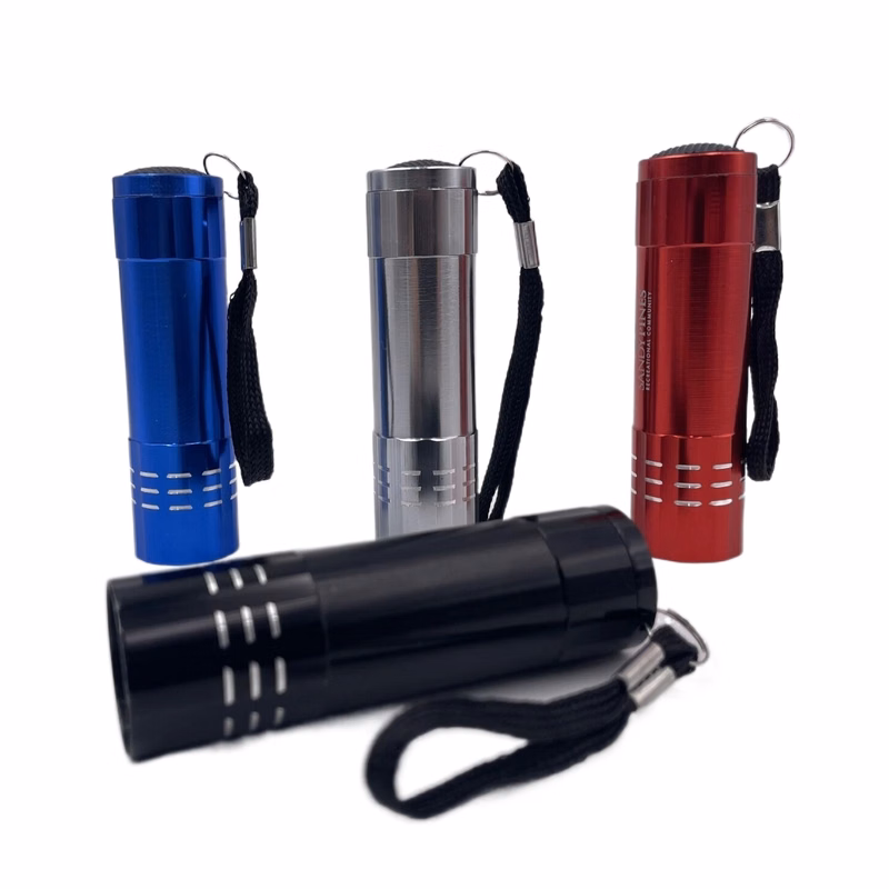 Low MOQ 100PCS 9 LED Mini Aluminum Flashlight