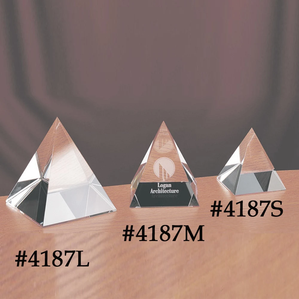 Optical Crystal Pyramid Paper Weight (Small) 1