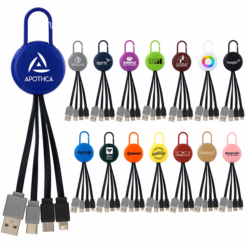 COLORFUL CLIP DUAL INPUT 3 IN 1 CHARGING CABLE