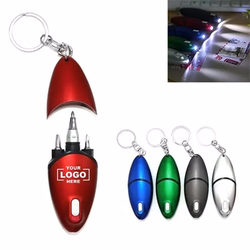 Multi Tool Keychain With Ballpoint Pen Led Screwdriver