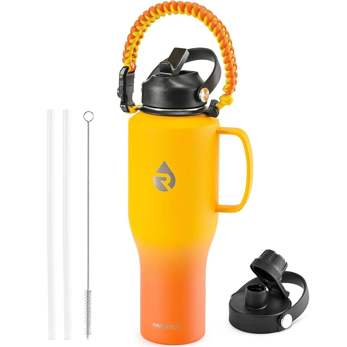 Insulated Water Bottle 40oz (Cold for 48 Hrs), Stainless Steel Water Bottle with Handle & Straw Lid 1