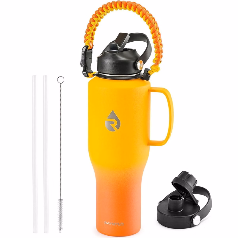 Insulated Water Bottle 40oz (Cold for 48 Hrs), Stainless Steel Water Bottle with Handle & Straw Lid