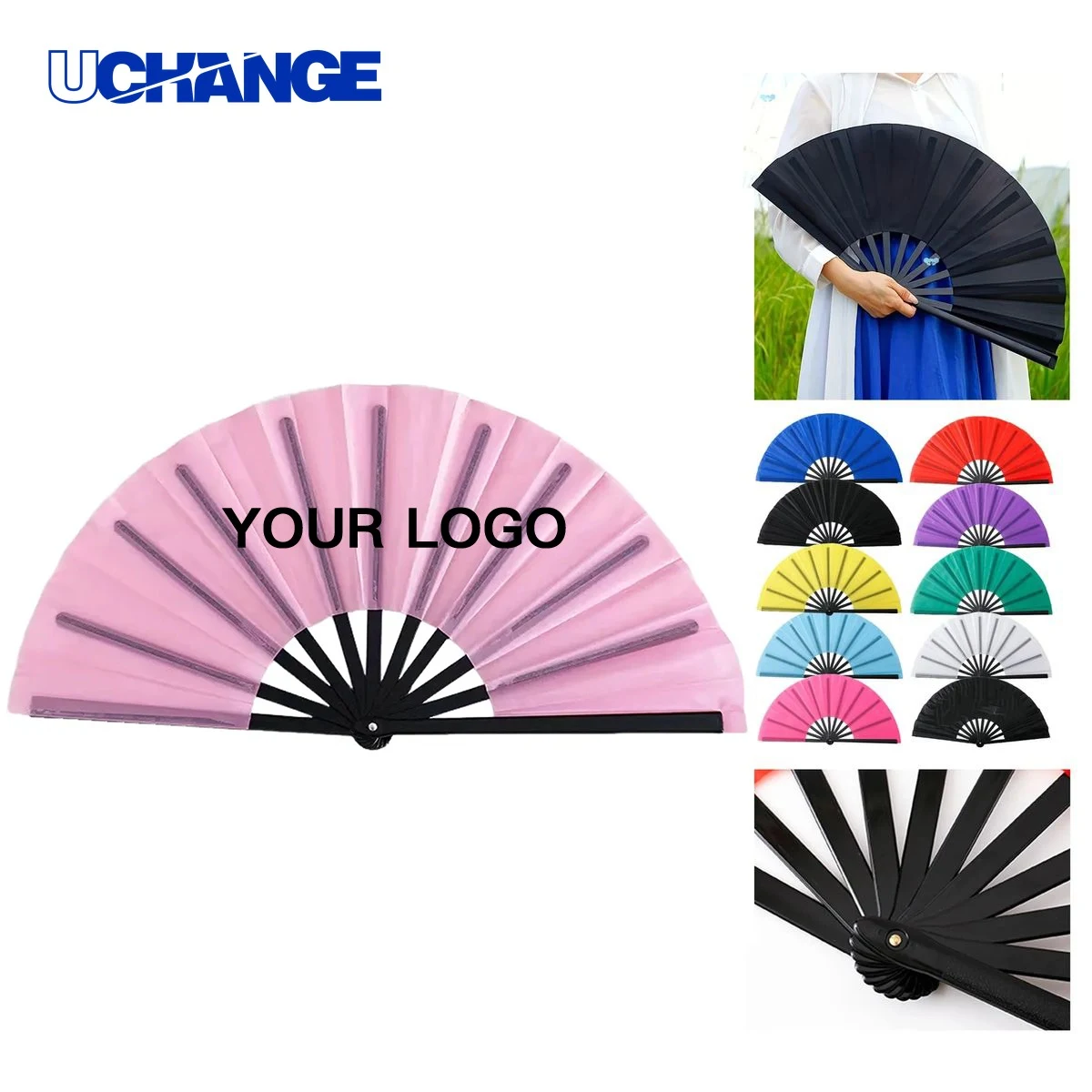Handheld Folding Hand Fan with Nylon Blades 1