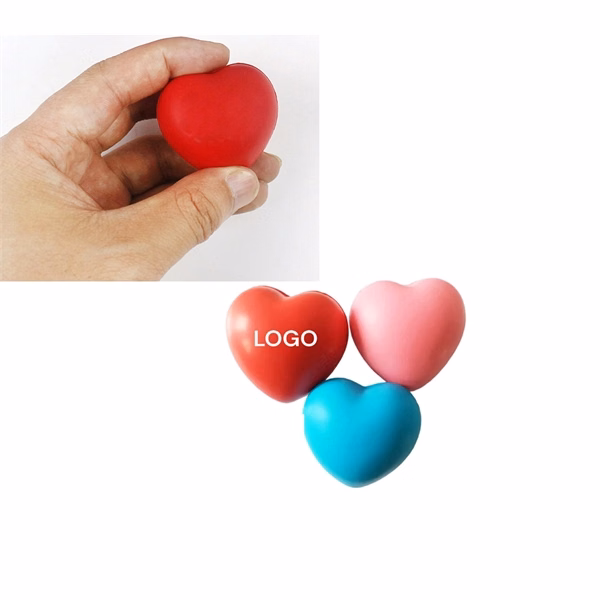 Custom 2.75" Heart-Shaped Foam Stress Reliever — Healthcare & Corporate Wellness Gift