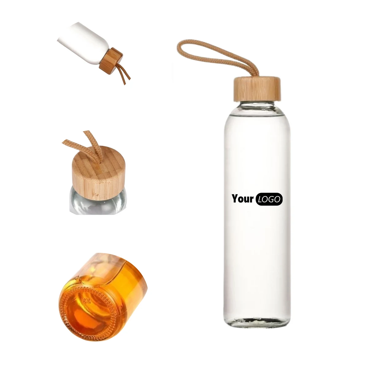 10 Inch Portable Glass Water Bottle with Strap 1